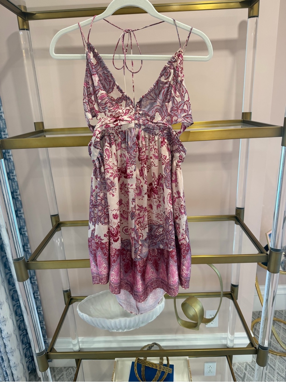 Free People Pink and Cream Floral Mini Dress